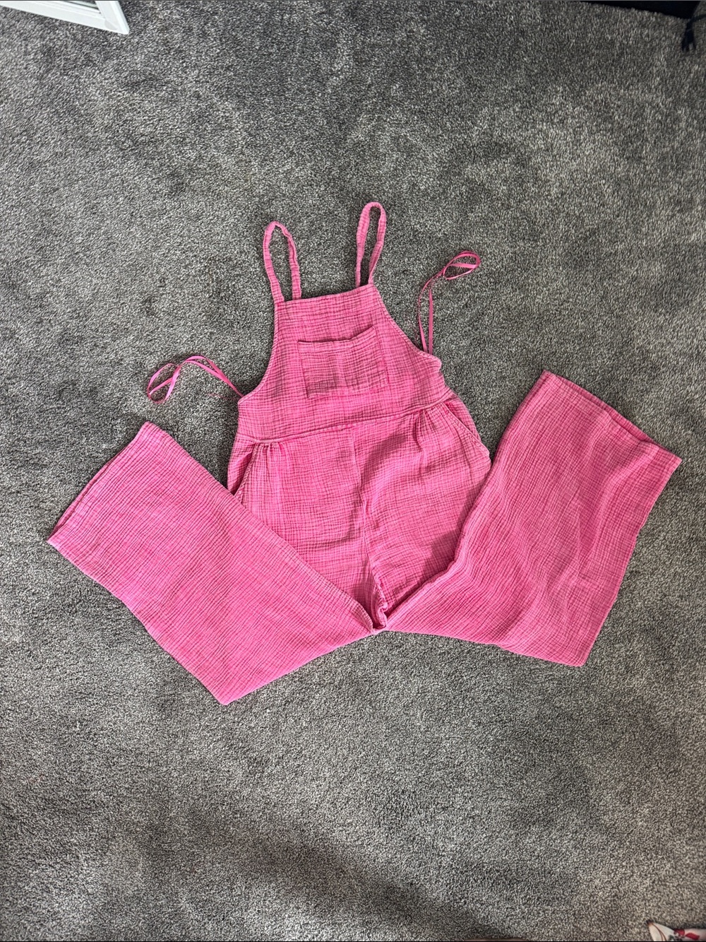 Women's Pink Wide-Leg Corduroy Jumpsuit with Bib